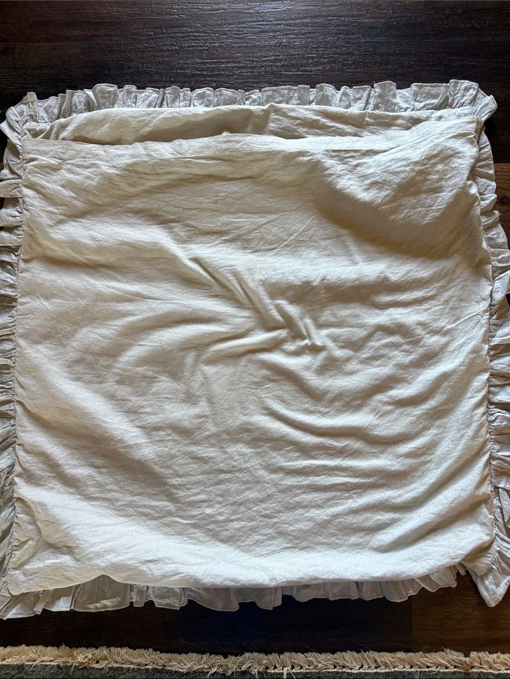 2 Pottery Barn Light Blue Ruched Voile Euro Sham 26”x26”